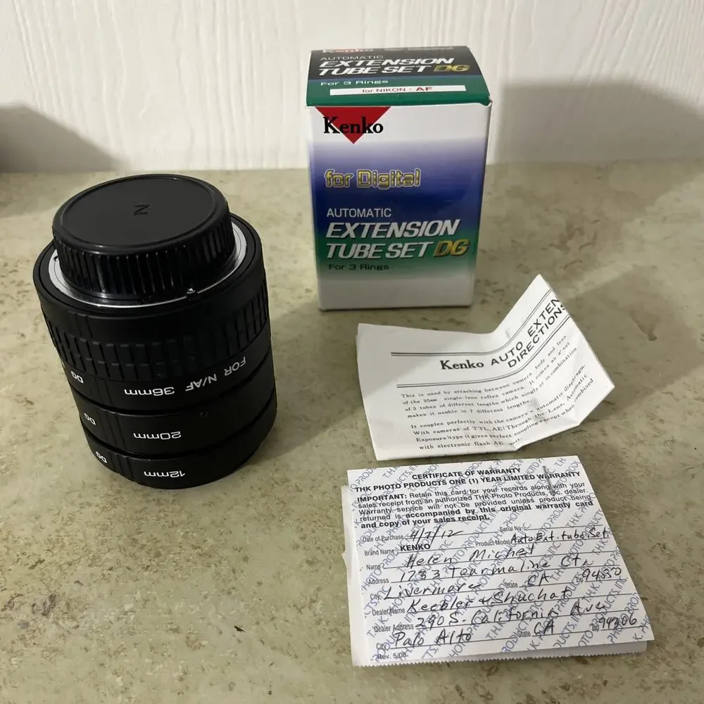 Kenko Nikon AF Digital Film Cameras Auto Extension Tube DG 12mm 20mm 36mm Set